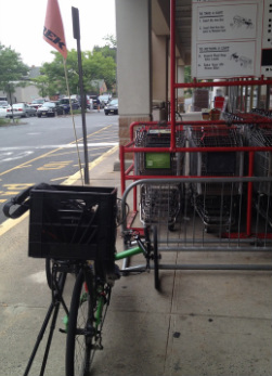 Recumbent Tricycle parked at the Grocery Store